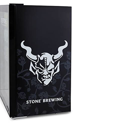NewAir Beverage Refrigerator Cooler with 126 Can Capacity - Mini Bar Beer Fridge with Right Hinge Glass Door - Cools to 37F - Stone Brewing Black Custom Design