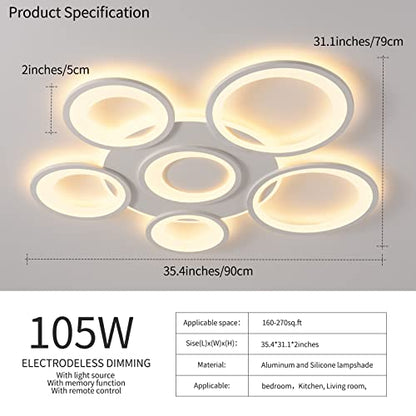 RUIBOOXIN Modern LED Ceiling Light 38.2in 90W Dimmable LED Ceiling Lights with Remote Control 6 Squares Frame Semi Flush Mount Ceiling Light Fixtures for Living Room Dining Room Bedroom Kitchen…