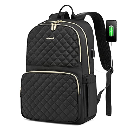 LOVEVOOK Laptop Backpack Purse for Women, 17 Inch Womens Work Bags, Anti-Theft Business Computer Laptop Bag Travel Backpack Purse, Quilted Casual Daypack with USB Port