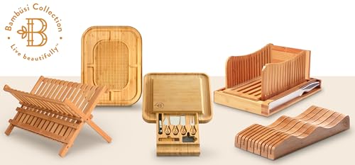 Bambüsi Cheese Board and Knife Set - Premium Bamboo Charcuterie Board Set & Cheese Board Accessories Set - Kitchen Wine & Meat Cheese Serving Platter Wood - Unique Wedding Gifts and Housewarming Gift
