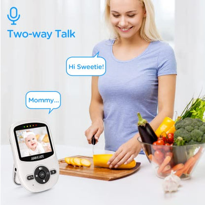 Video Baby Monitor with Digital Camera, ANMEATE Digital 2.4Ghz Wireless Video Monitor with Temperature Monitor, 960ft Transmission Range, 2-Way Talk, Night Vision, High Capacity Battery