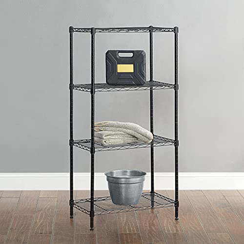 Amazon Basics 4-Shelf Adjustable Storage Shelving Unit, 200 Pound Loading Capacity per Shelf, Steel Organizer Wire Rack, 24 x 14 x 48 Inches (LxWxH), Black