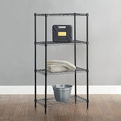 Amazon Basics 4-Shelf Adjustable Storage Shelving Unit, 200 Pound Loading Capacity per Shelf, Steel Organizer Wire Rack, 24 x 14 x 48 Inches (LxWxH), Black