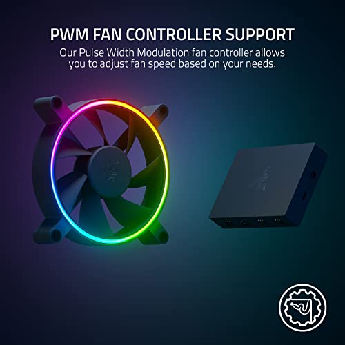 Razer Kunai Hydraulic 140MM aRGB PC Fan: Quiet, Powerful aRGB Fan - PWM Fan Controller Support & Connect Up to 8 Fans - Powered by Razer Chroma RGB - 1 Fan