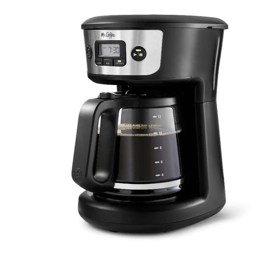 Mr. Coffee 12 cup strong brew programable coffee maker, black and silver