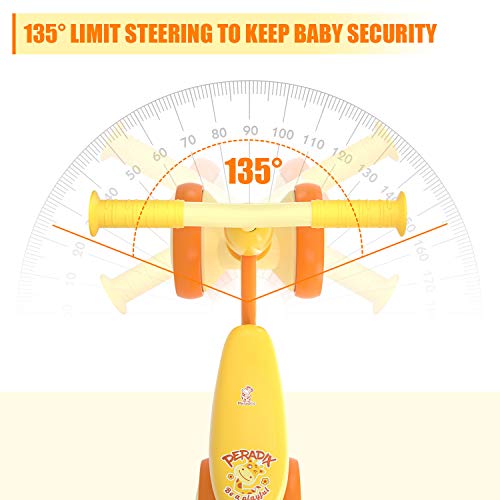 Peradix Baby Balance Bikes Adjustable for 1 Year Old Toddlers| Riding Toys for 10 Months Old Children Boys Girls | No Pedal Silent Wheels Infant Toddler Bicycle | Best First Birthday Gift (Yellow)