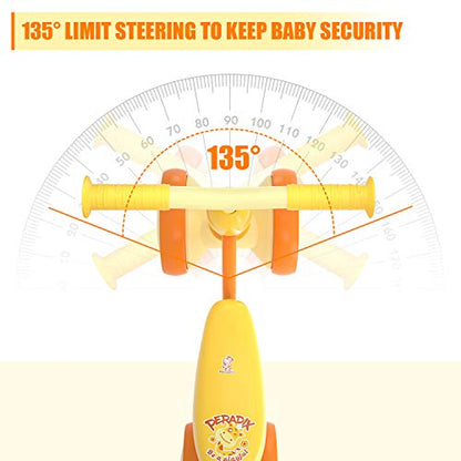 Peradix Baby Balance Bikes Adjustable for 1 Year Old Toddlers| Riding Toys for 10 Months Old Children Boys Girls | No Pedal Silent Wheels Infant Toddler Bicycle | Best First Birthday Gift (Yellow)