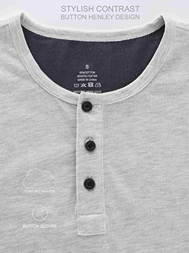 HARBETH Men's Casual Soft Athletic Regular Fit Short Sleeve Active Sports Henley Jersey Shirts White/Navy 2Pack L