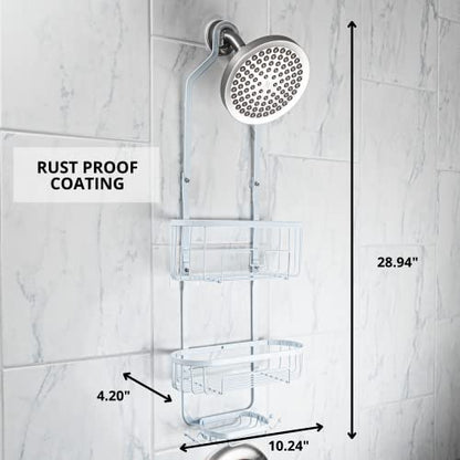 PROBEAUTIFY Hanging Shower Caddy Over Shower Head - White Shower Caddy Hanging - Shower Caddy and Shower Rack for Ultimate Convenience