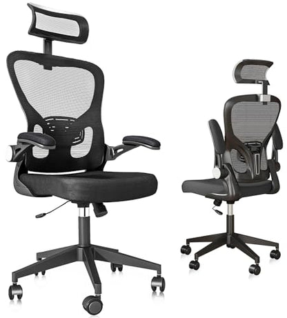 yoyomax Ergonomic Office Chair, High Back GamingChair for Big and Tall People, Adjustable Headrest/Armrests Reclining Comfy Home OfficeChair Lumbar Support Breathable Mesh ComputerChair, Black