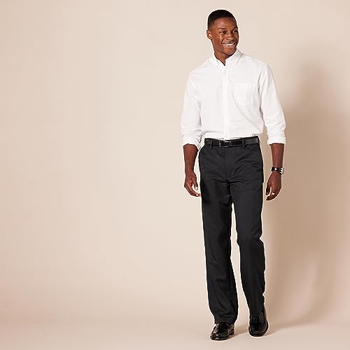 Amazon Essentials Men's Classic-Fit Expandable-Waist Flat-Front Dress Pant, Black, 30W x 34L