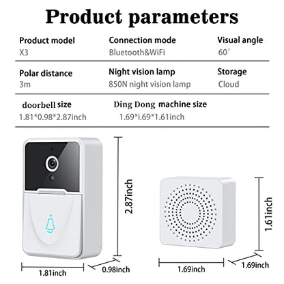 Smart Video Doorbell Camera Doorbell Wireless with Chime Night Vision Cloud Storage for Home Apartment Office Room