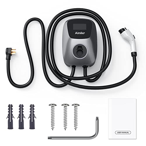 Aimiler EV Charger Level 2, 48A 240V 11.5KW Smart Electric Vehicle Charger with NEMA 14-50P, 25ft-Cable ETL Listed Indoor/Outdoor Car Charging Station with App, Wi-Fi and Bluetooth Enabled EVSE