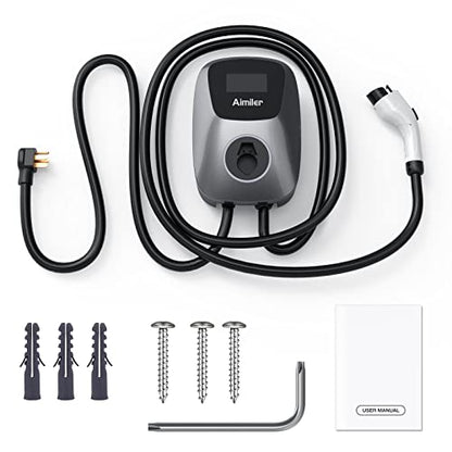 Aimiler EV Charger Level 2, 48A 240V 11.5KW Smart Electric Vehicle Charger with NEMA 14-50P, 25ft-Cable ETL Listed Indoor/Outdoor Car Charging Station with App, Wi-Fi and Bluetooth Enabled EVSE