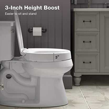 KOHLER 25875-0 Hyten Elevated Quiet-Close Elongated Toilet Seat, Contoured Seat with Grip-Tight Bumpers, Quick-Attach Hardware, White