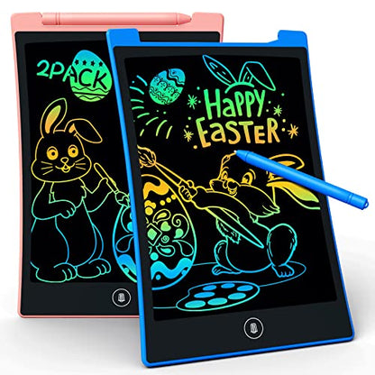 KOKODI LCD Writing Tablet 2 Pack for Kids 8.5inch, Colorful Toddler Drawing Pad Doodle Board, Educational Learning Travel Toys Gifts for Girls Boys Age 3 4 5 6 7 8