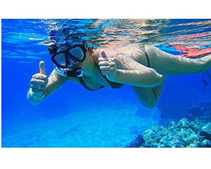 Snorkel Diving Mask Panoramic HD Swim Mask, Anti-Fog Scuba Diving Goggles,Tempered Glass Dive Mask Adult Youth Swim Goggles with Nose Cover for Diving, Snorkeling, Swimming (A-Black Red)