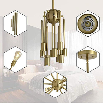 SUSVQLXG Gold Sputnik Chandeliers 8-Light Modern Pendant Light with E26 Base Adjustable Vintage Ceiling Light Fixture for Kitchen Dining Room Living Room Bedroom Hallway