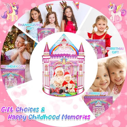 Toys for Girls,Large Kids Tent Toddler Girl Toys,Foldable Tent for Kids with Carry Bag Indoor Playhouses,Princess Toys for 2 3 4 5 6 7 8 9 10 Year Old Girls Christmas Brithday Unicorns Gifts for Girls