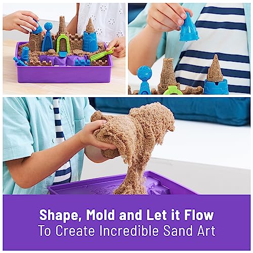 Kinetic Sand, Deluxe Beach Castle Playset with 2.5lbs of Beach Sand, Includes Molds and Tools, Sensory Toys, Christmas Gifts for Kids Ages 5 and up