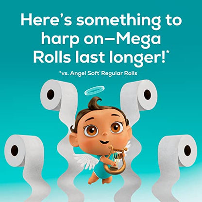 Angel Soft® Toilet Paper, 8 Mega Rolls = 32 Regular Rolls, 2-Ply Bath Tissue, 320 Sheets per Roll, 8 Count, White