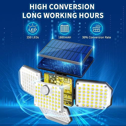 VORZU Solar Motion Lights Outdoor Flood Light 182 LEDs 3000 Lumens Solar Security Lights Motion Sensor with 3 Modes Dusk to Dawn Sensor Luminaires Waterproof or Garage Garden Yard Patio Porch 2 Pack