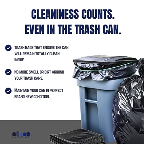 Plasticplace Trash Bags │ 1.5 Mil │ Black Heavy Duty Garbage Can Liners │ 50” x 48”, (100 Count)