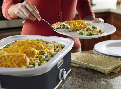 Crock-Pot Small 3.5 Quart Casserole Manual Slow Cooker and Food Warmer, Charcoal