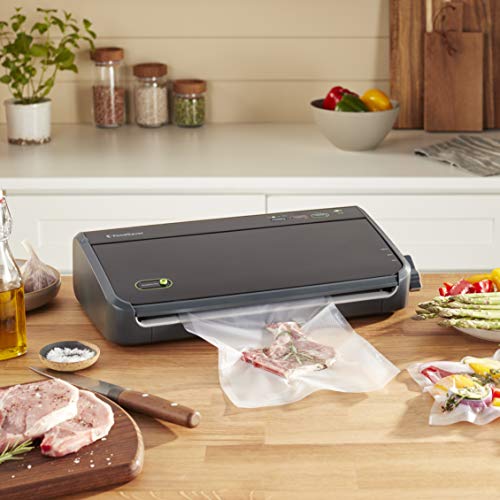 FoodSaver VS0150 PowerVac Compact Vacuum Sealing Machine, Black & 8" and 11" Vacuum Seal Rolls Multipack, Make Custom-Sized BPA-Free Vacuum Sealer Bags, Multi-Pack, Clear