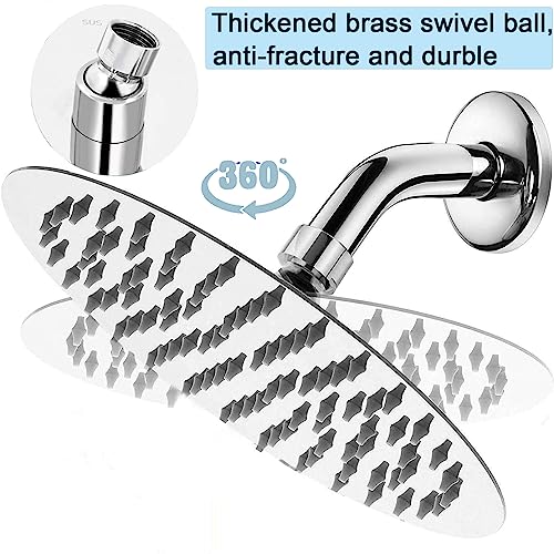 Rain Shower Head, Ultra-Thin Design, High Pressure Large Flow Stainless Steel Rainfall Shower Head, Waterfall Showerhead Universal Wall Ceiling Mount (8", Chrome)