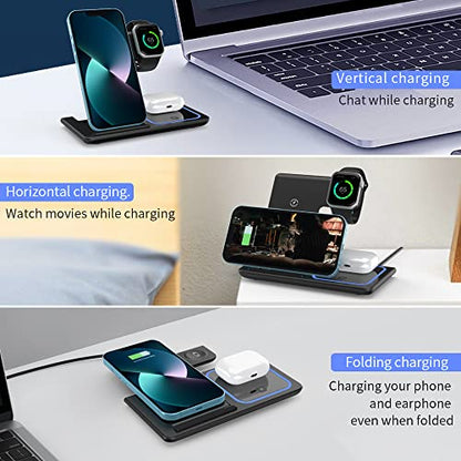 RUI MAI LAI 3 in 1 Wireless Charger Station for iPhone, iWatch, AirPods - Charges iPhone 13/12/11 Pro/Pro Max, iWatch 7/6/SE/5/4/3/2, AirPods 3/2/Pro