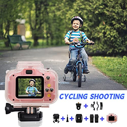 Kids Waterproof Camera Toys for 4-8 Year Old Kids, Children Digital Action Cameras with 16GB Memory Card, Indoor Outdoor Toddler Camera, Birthday Christmast Gifts for KidsAge 5-10 by Elimiic (Pink)