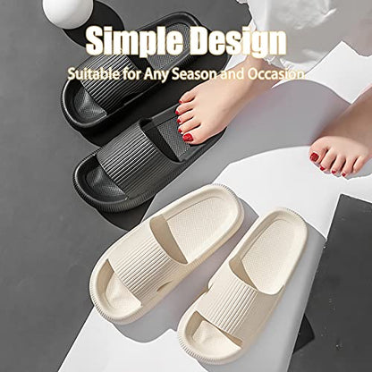 Cloud Slippers for Women and Men, Rosyclo Pillow Massage Shower Bathroom Non-Slip Quick Drying Open Toe Super Soft Comfy Thick Sole Home House Cloud Cushion Slides Sandals for Indoor & Outdoor Platform Foam Shoes
