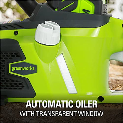 Greenworks 40V 16" Brushless Cordless Chainsaw (Great For Tree Felling, Limbing, Pruning, and Firewood / 75+ Compatible Tools), 4.0Ah Battery and Charger Included