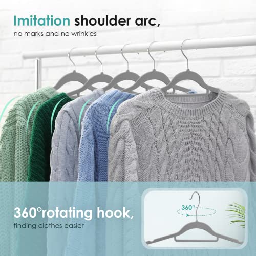 Velvet Hangers Non Slip Felt Hangers, DUDUCOFU 30 Pack Grey Velvet Hangers Clothes Hangers Space Saving Slim Hangers with 360 Degree Swivel Hook for Suits Coats, Jackets, Pants, and Dress Clothes