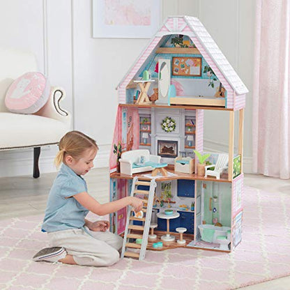 KidKraft Matilda Wooden Dollhouse with EZ Kraft Assembly™, Balcony, Movable Staircase and 23 Accessories, Gift for Ages 3+