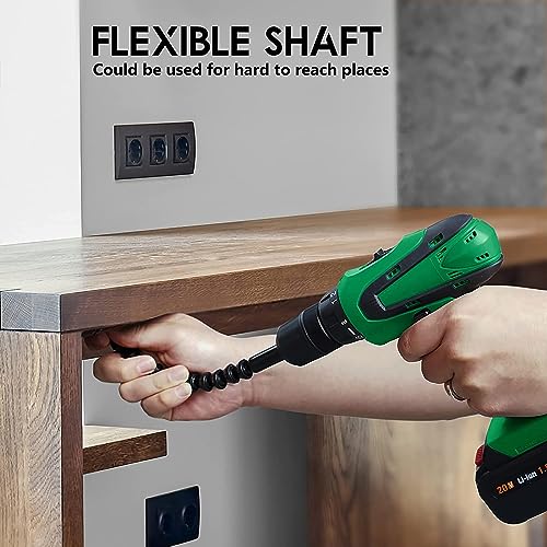 ENZOO 20V Cordless Drill, Electric Power Drill Set with Battery and Charger+23 pc. Impact Driver/Drill Bits, 3/8" Keyless Chuck, 2 Variable Speed, 248 In-lb Torque, 18+1 Position