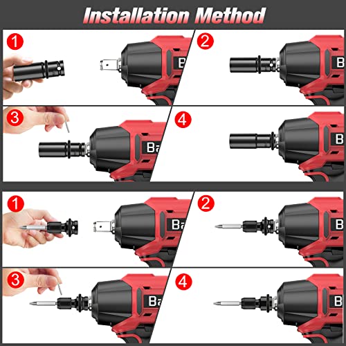 Bamse Impact Wrench Cordless, Brushless Power Impact Gun 21V, 1/2'', 4.0Ah Battery, 3200RPM & Max Torque 480 Ft-lbs (650N.m) with 4 Sockets, Electric Impact Driver for Car Tires and Home