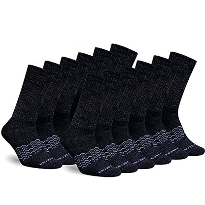 Marino Men's Performance Crew Socks - Mens Athletic Black & White Socks - Moisture Control Multi-Pack - Black - 12 Pack - (10-13)