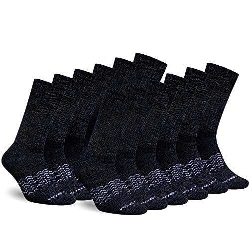 Marino Men's Performance Crew Socks - Mens Athletic Black & White Socks - Moisture Control Multi-Pack - Black - 12 Pack - (10-13)