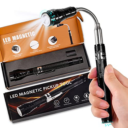 Magnetic Flashlight Pickup Tool Dad Gifts Stocking Stuffers for Men Cool Magnet Telescoping Gadgets with LED Gifts for Mens Husband Him Birthday Christmas Gifts