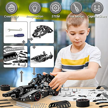 Lucky Doug STEM Building Projects Model Car Set Gifts Toys for Boys Kids 8 9 10 11 12 Years Old and Older - 332 PCS DIY Metal Building STEM Kits Toys Science Educational Set Gifts for Vehicle Fans
