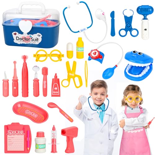 Hapgo Doctor Kit for Toddlers 3-5: Pretend Play Doctor Kit for Kids with Doctor and Nurse Costume, Doctor and Dentist Play Set, Toys Gifts for Kids Toddlers Ages 3 4 5 6 Year Old for Role Play
