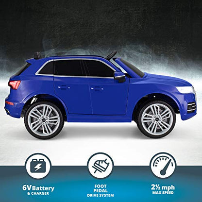 Kid Trax Electric Kids Luxury Audi Q5 Car Ride-On Toy, 6 Volt Battery, Remote Control, Ages 3-5 Years, Blue