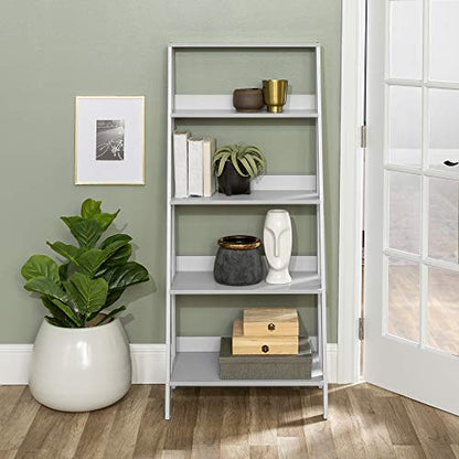 Walker Edison Sophia Modern 4 Shelf Ladder Bookcase , 55 Inch, Grey
