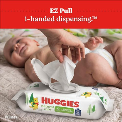 Huggies Natural Care Sensitive Baby Wipes, Unscented, Hypoallergenic, 99% Purified Water, 10 Flip-Top Packs (560 Wipes Total)
