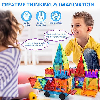 GEPER Magnetic Tiles Kids Toys, Toddler Girls & Boys Toys Age 4-5 6-8, Sensory Toys for Toddler 3-4, Magnet Toys Building Blocks for Toddler, STEM Preschool Learning Montessori Toys for 3+ Year Old