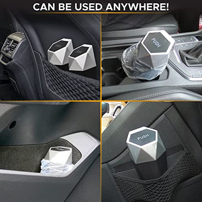 EcoNour 2 Packs Car Trash Can with Lid,Leakproof Vehicle Trash Bin with Removable lid & 30 pcs Garbage Bags,Easy to Clean Mini Garbage Bin for Automotive Car Home Office Kitchen Bedroom.