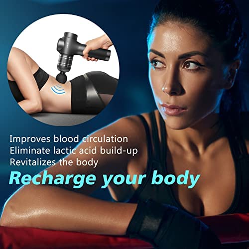 RAEMAO EM22 Massage Gun Deep Tissue Handheld Electric Muscle Massager Percussion Massage Gun for Athletes, Dark Gray
