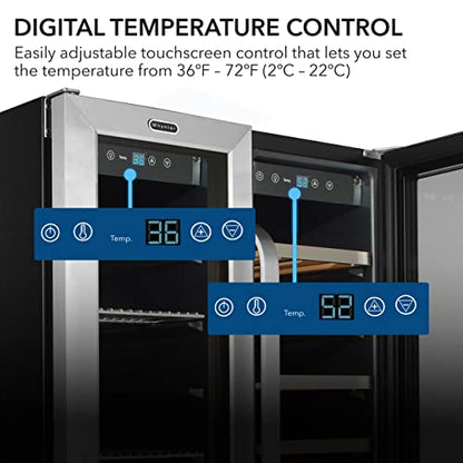 Whynter BWB-2060FDSa 24″ Built-in French Door 20 Bottle Wine Refrigerator 60 Can Beverage Center, 30" Wide Dual Zone, Stainless Steel